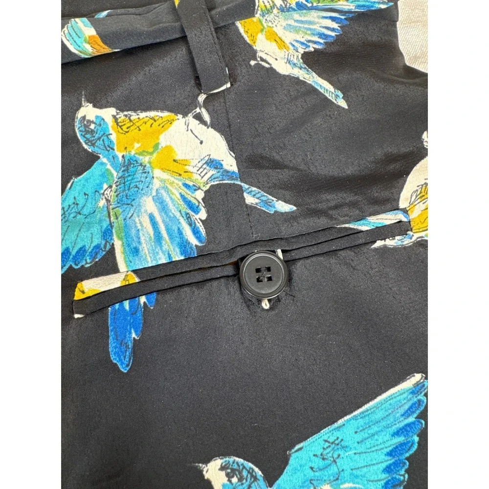 Zara Black Bird Print Tie Waist Shorts Womens XS‎ Casual Stylish
